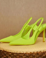 Slingpumps Damen mit Spitze und Absatz in Grün