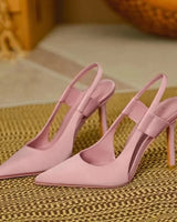 Slingpumps Damen mit Spitze und Absatz in Rosa