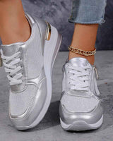 Sneaker Damen Plateau in Silber