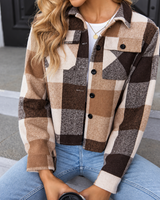 Karierte Jacke mit Taschen – Nadorine in Kaffee