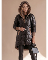 Solea | Winterjacke Damen mit Kapuze und Taschen an den Seiten in Schwarz