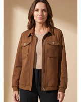 Solveig | Damen Braune Jacke mit Langarm, Taschen und Reißverschluss in Braun