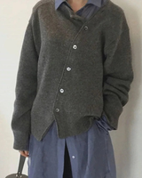 Solveig | Damen Strickjacke mit Knöpfen und Strick Optik in Grau