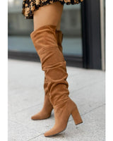 Beatrice | Damen Locker sitzende Kniehohe Stiefel mit Blockabsatz in Braun