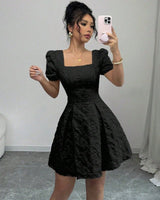 Sommerkleid Mini Elegant A-Linie in Schwarz