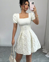 Sommerkleid Mini Elegant A-Linie in Weiß