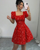 Sommerkleid Mini Elegant A-Linie in Dunkelrot
