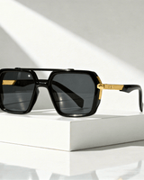 Sonnenbrille quadratisch UV400 mit Metallbügeln in Gold