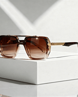 Sonnenbrille quadratisch UV400 mit Metallbügeln in Braun glänzend
