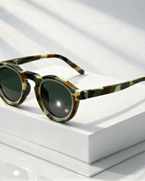 Sonnenbrille rund UV400 Retro Look in Armeegrün