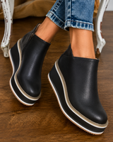 Soraya | Damen Orthopädische Stiefeletten mit Keilabsatz, Plateau und Reißverschluss in Schwarz
