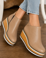 Soraya | Damen Orthopädische Stiefeletten mit Keilabsatz, Plateau und Reißverschluss in Beige