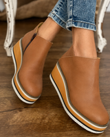 Soraya | Damen Orthopädische Stiefeletten mit Keilabsatz, Plateau und Reißverschluss in Khaki