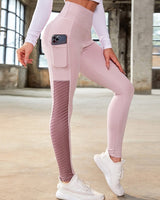 Sport Leggings Damen mit Tasche und Hohem Bund in Rosa