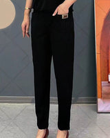 Ericka | Rostrote Leinenhose für Damen in Schwarz