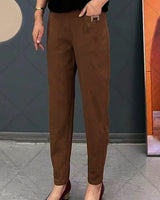 Ericka | Rostrote Leinenhose für Damen in Khaki