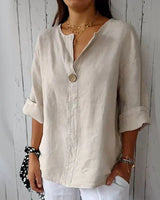 Ingrid | Vielseitige Knopf-Bluse in Aprikose