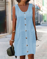 Dinya – Ärmelloses Strickkleid in Blau