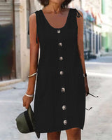 Dinya – Ärmelloses Strickkleid in Schwarz