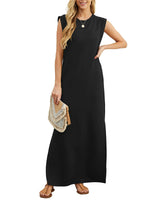 Maliya - Ärmelloses lässiges Maxikleid in Schwarz (Fast ausverkauft)