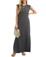 Maliya - Ärmelloses lässiges Maxikleid in Grau