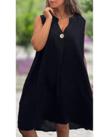 Elsie - Ärmelloses V-Ausschnitt Kleid in Schwarz