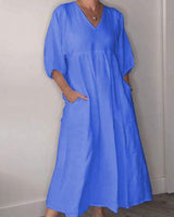 Kyra | Bequemes Kleid mit V-Ausschnitt in Blau