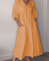 Kyra | Bequemes Kleid mit V-Ausschnitt in Orange
