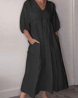 Kyra | Bequemes Kleid mit V-Ausschnitt in Schwarz