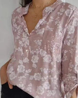 Friedlinde | Langärmelige Blumenbluse in Rosa