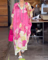 Gima – Langärmliges Kleid Mit Blumenmuster in Rosa
