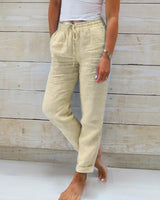 Beatrice | Hose mit elastischem Bund und weitem Bein in Khaki