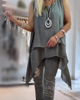 Aubrey | Ärmellos Asymmetrisch Zweiteiliges Set in Grau