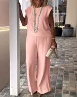 Danelia – Ärmelloses Oberteil Und Hose Aus Baumwoll Leinen in Rosa