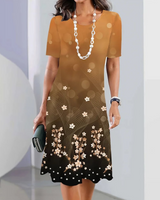 Ursulla - Elegantes Kleid Mit Rundhalsausschnitt Und Blumenmuster in Gelb