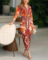Blysse™ Chic V-Ausschnitt Kleid in Orange