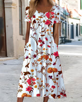 Ndatipo - Luftiges Kleid Mit Zartem Blumenmuster in Rot