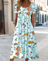 Ndatipo - Luftiges Kleid Mit Zartem Blumenmuster in Blau