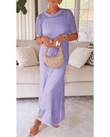Valesse - Soft-Touch Maxikleid im Lagenlook in Lila