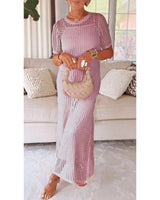 Jenae - Soft-Touch Stufen-Maxikleid in Rosa