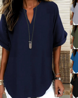 Daniela | Leichtes Top mit V-Ausschnitt in Marineblau