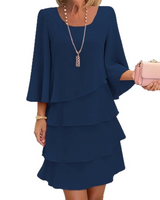 Nira - Kleid mit weichem Griff und Rüschensaum in Marineblau