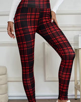 Laquisha - Stylische Dehnbare Leggings in Rot-Schwarz