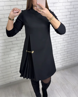 Noctura – Langärmliges Plisseekleid in Schwarz