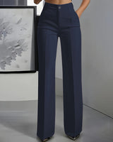 Britta | Damen Anzughose Hohe Taille Business Elegant in Marineblau