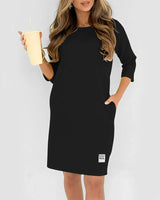 Sidsel – Elegantes T-Hemd-Kleid Mit Rundhalsausschnitt in Schwarz
