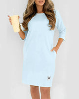 Sidsel – Elegantes T-Hemd-Kleid Mit Rundhalsausschnitt in Hellblau