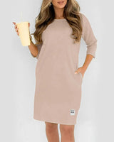 Sidsel – Elegantes T-Hemd-Kleid Mit Rundhalsausschnitt in Khaki