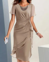 Arletta - Softtouch-Kleid mit geraffter Taille in Khaki