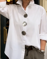 Cvijeta – Übergroß Bluse Mit Großen Metallknöpfen in Weiß
